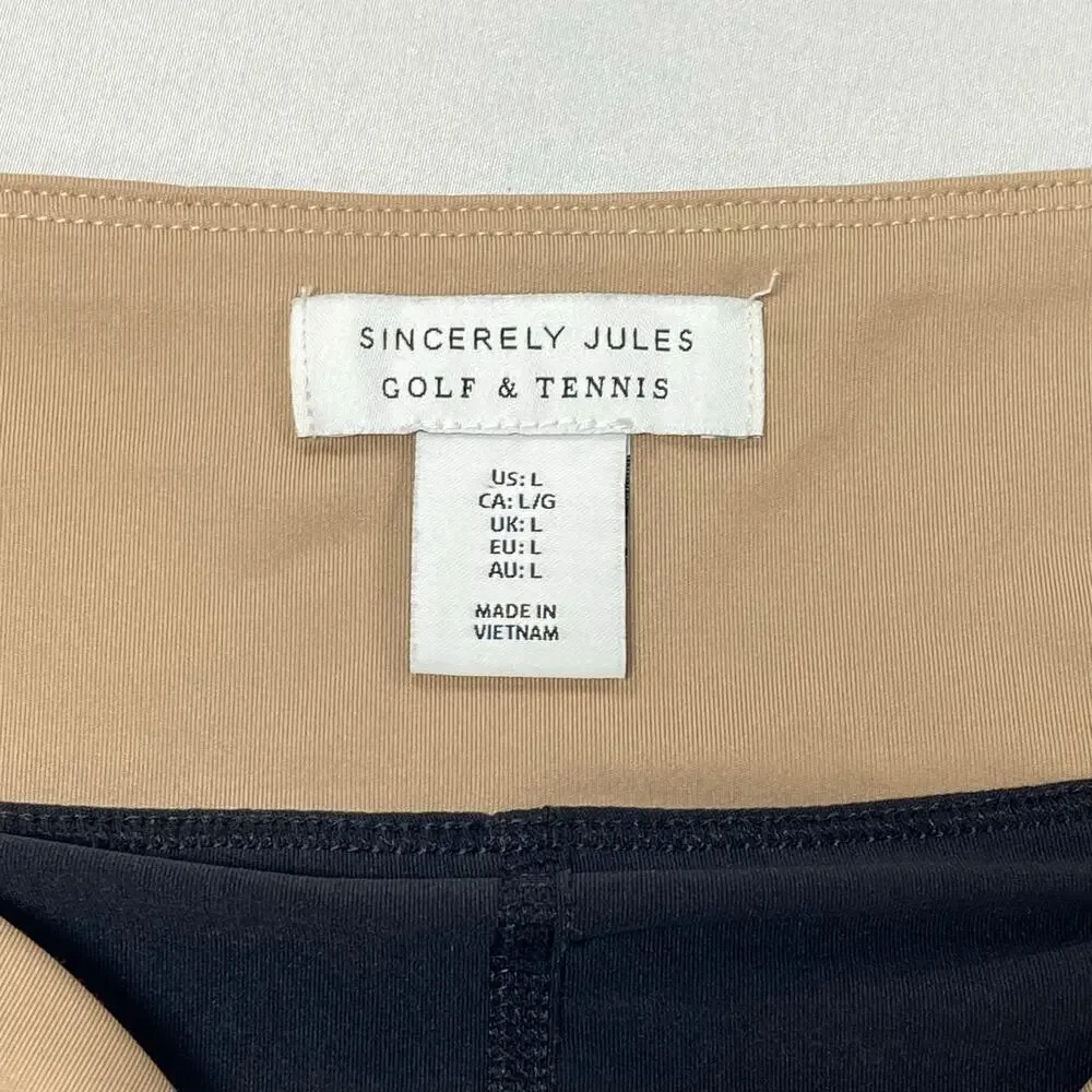 Sincerely Jules Athletic Skort Women’s Large • Tan/Black • Ruffled Hem